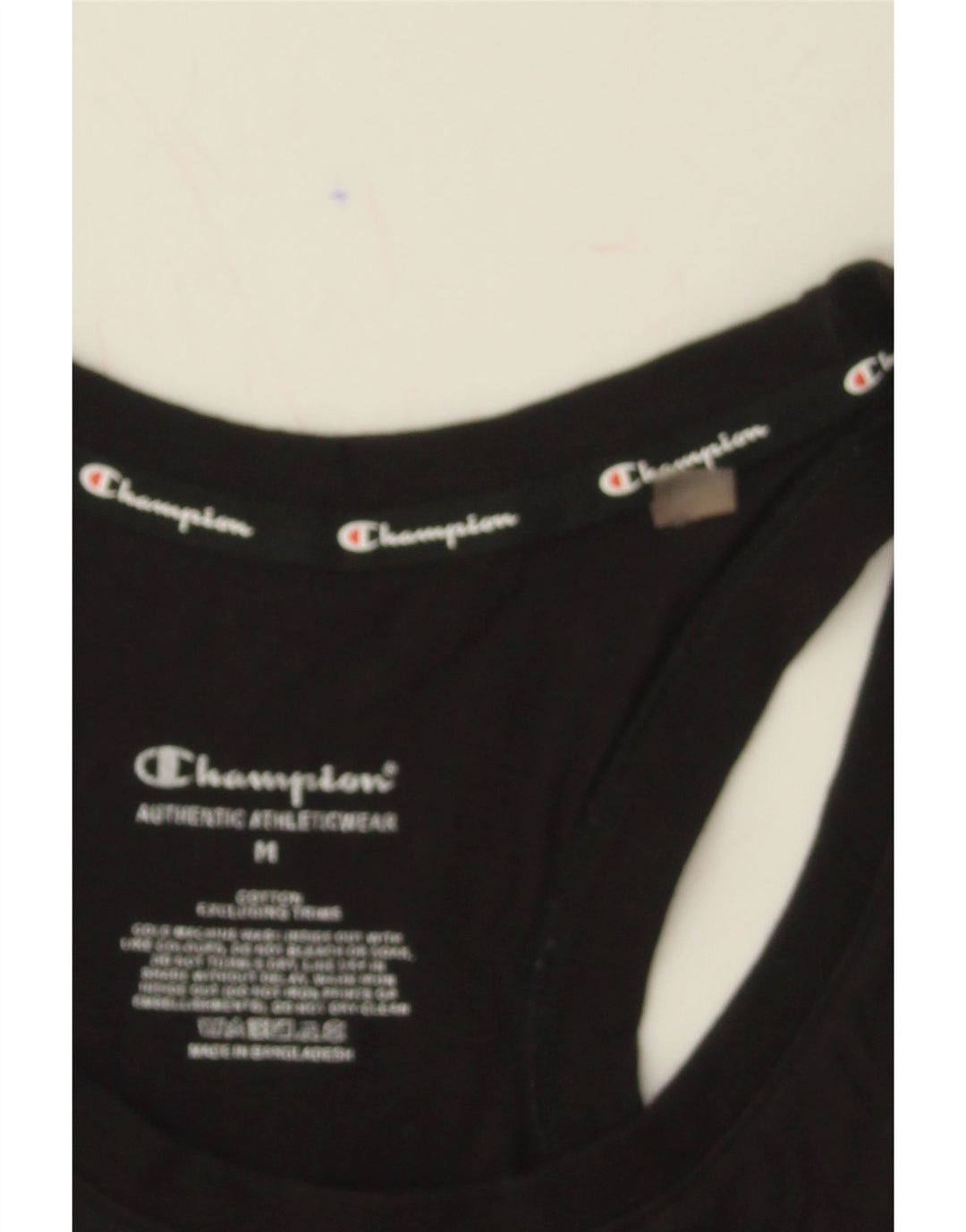 CHAMPION Womens Graphic Vest Top UK 14 Medium Black Cotton Vintage Champion and Second-Hand Champion from Messina Hembry 