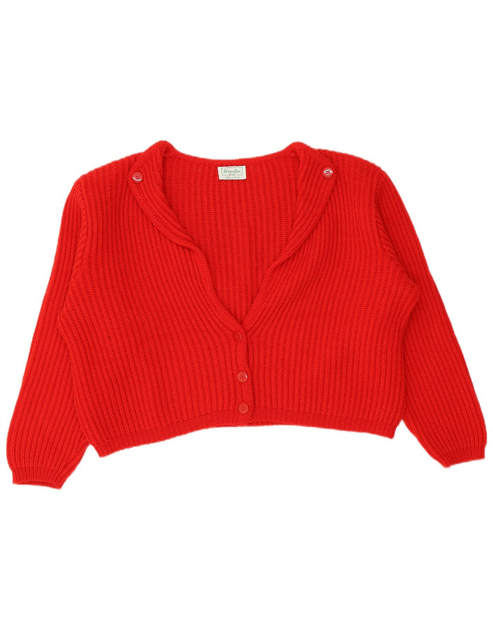Benetton ženski kratki kardigan džemper IT 48 XL, crvena vuna