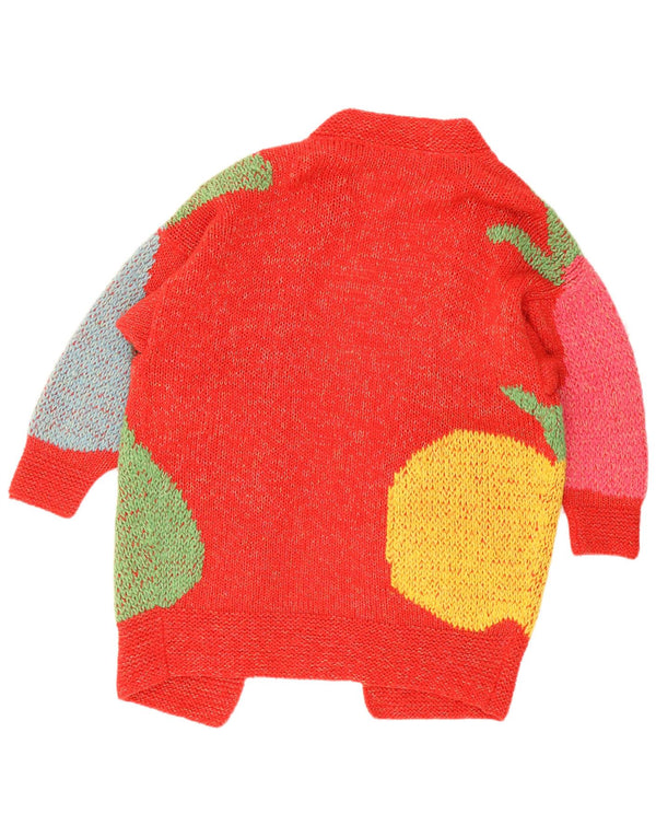 Enrico Coveri Ženski dugi grafički kardigan pulover UK 14 Large Red