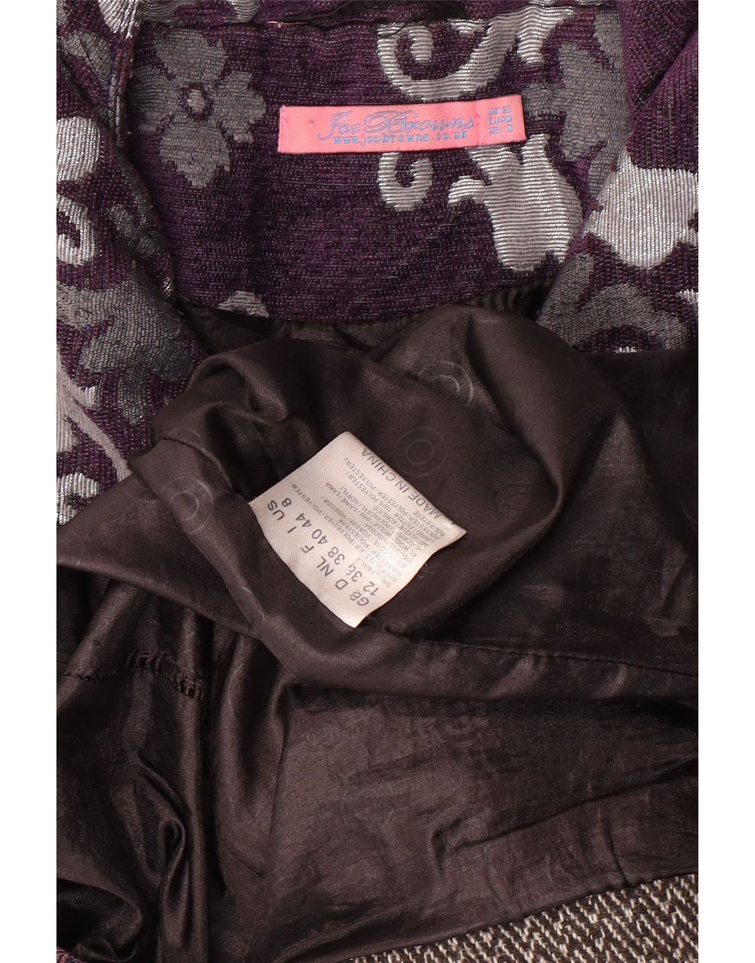 JOE BROWNS Ženski kaput UK 12 Srednje ljubičasti cvjetni klasični