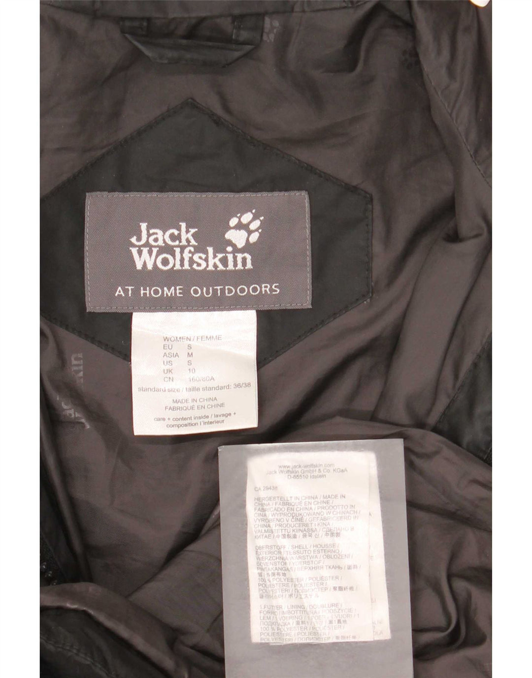 Jack Wolfskin ženski podstavljeni kaput s kapuljačom UK 10 Mali crni poliester