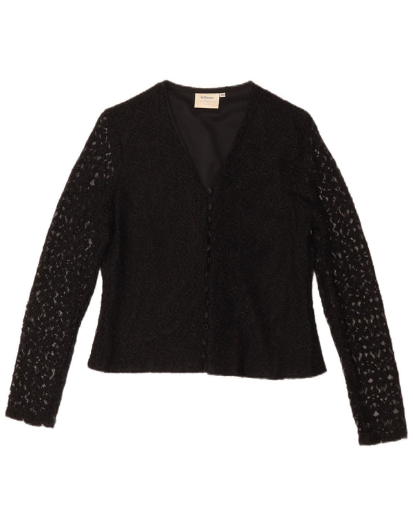 H&M ženska košulja bluza IT 42 srednje crna cvjetna najlon