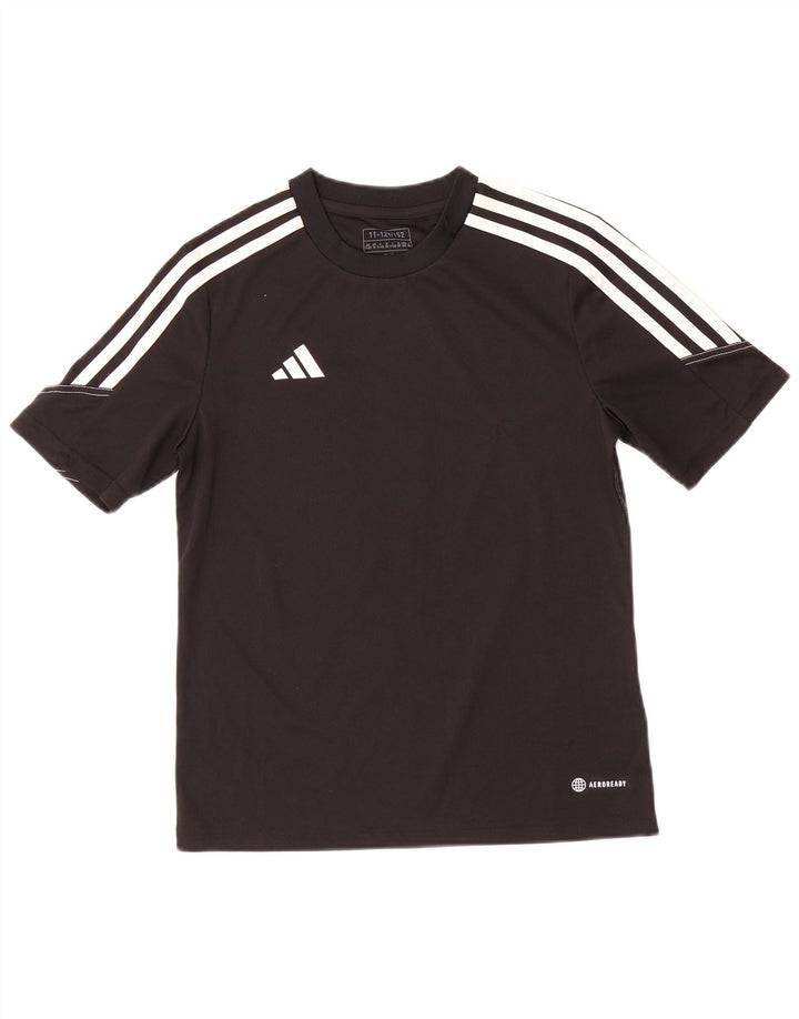 ADIDAS Boys Aeroready T-Shirt Top 11-12 Years Black Poliester