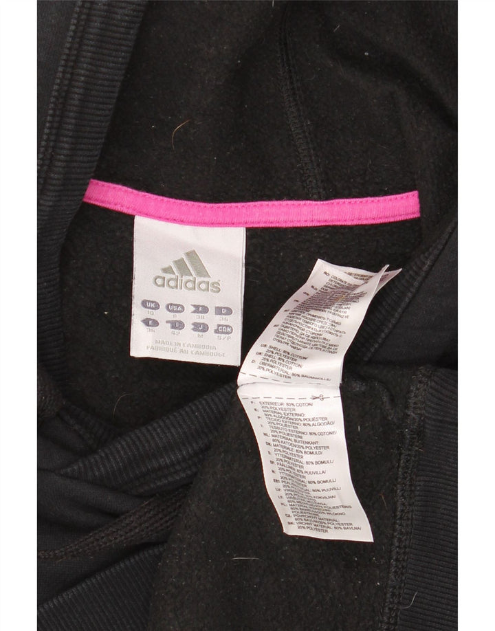 ADIDAS Ženska majica s kapuljačom s kapuljačom UK 10 Mali crni pamuk
