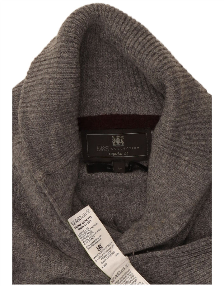 Marks & Spencer muški džemper srednjeg kroja sa šalom i izrezom srednje sivi vuneni