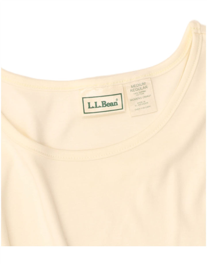 L.L.BEAN Womens Crop Vest Top UK 14 Medium Off White Cotton