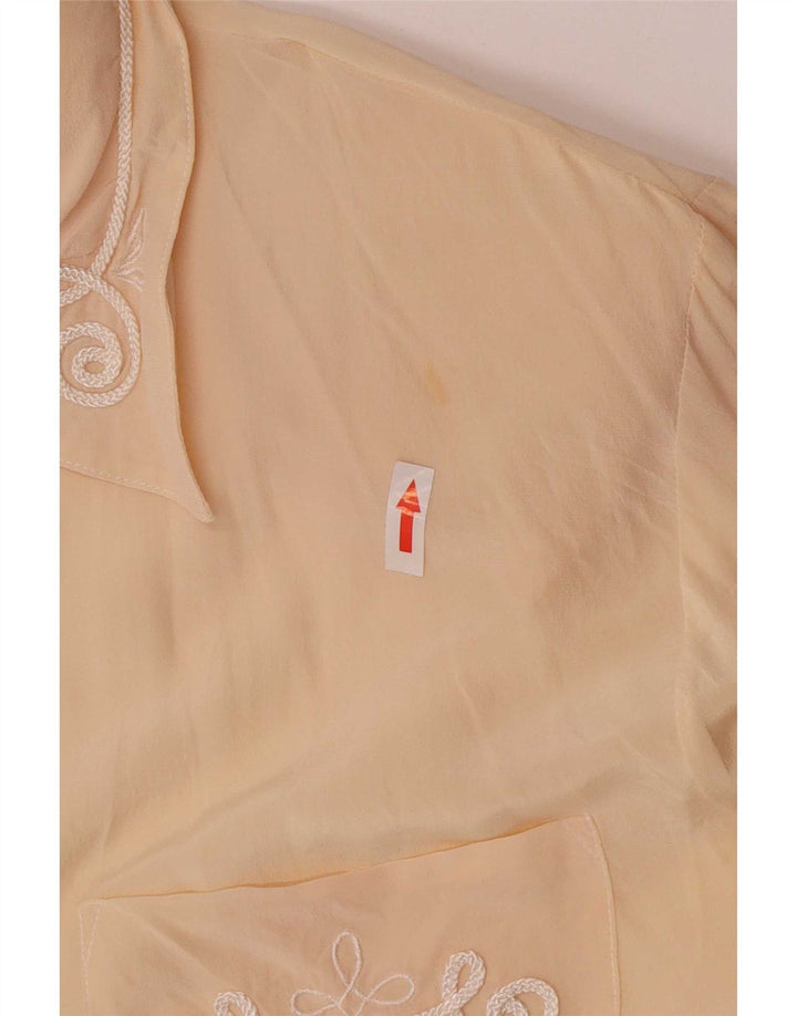 Vintage ženska obična košulja bluza UK 14 velika bež svila