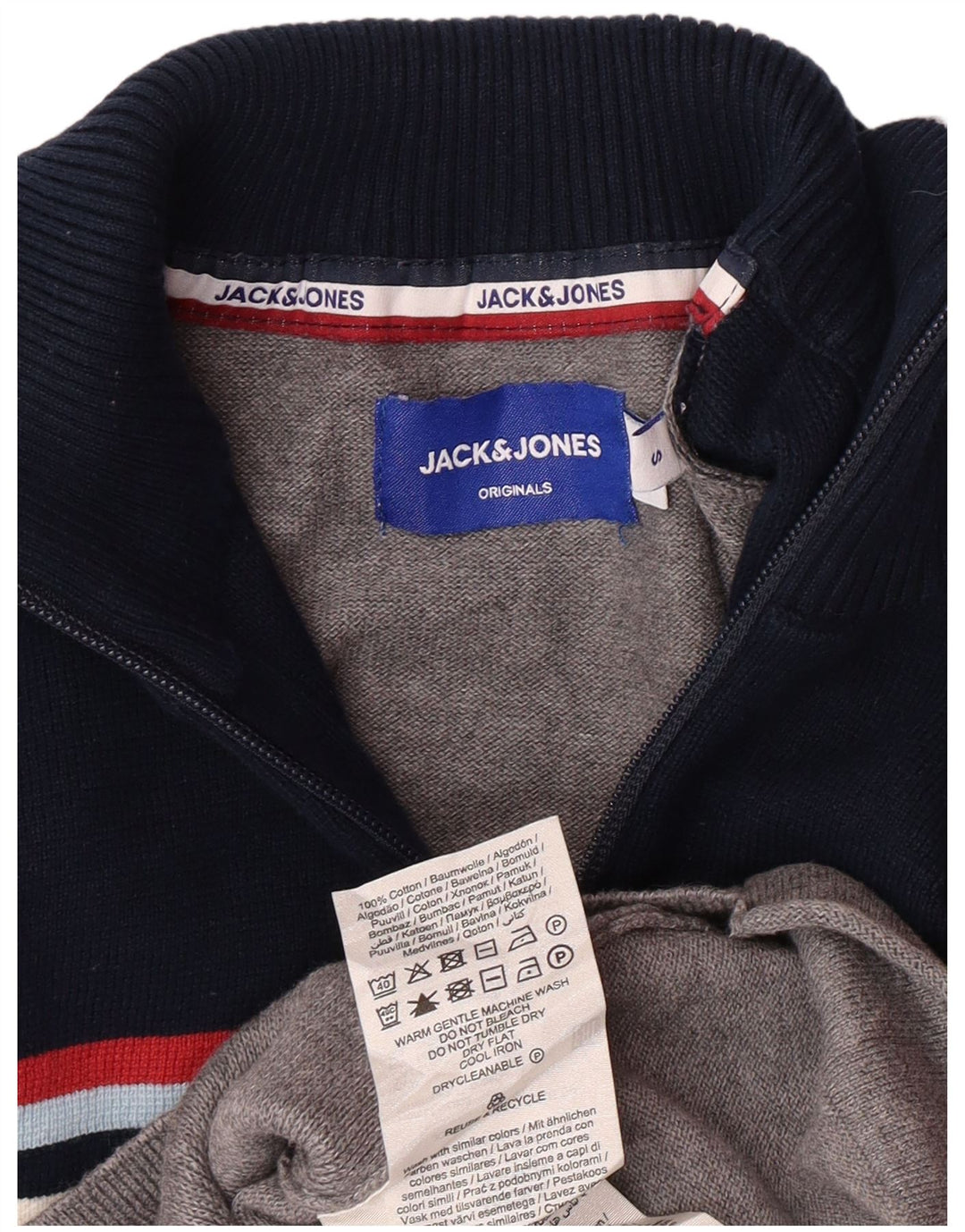 JACK & JONES Muški džemper s izrezom s patentnim zatvaračem, mali sivi pulover u boji
