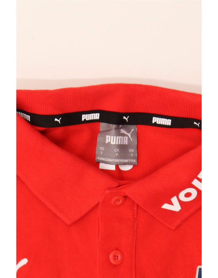 PUMA Mens Graphic Polo Shirt Small Red Cotton Vintage Puma and Second-Hand Puma from Messina Hembry 