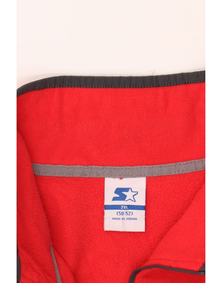 STARTER Mens Zip Neck Fleece Jumper UK 50/52 2XL Red Polyester Vintage Starter and Second-Hand Starter from Messina Hembry 