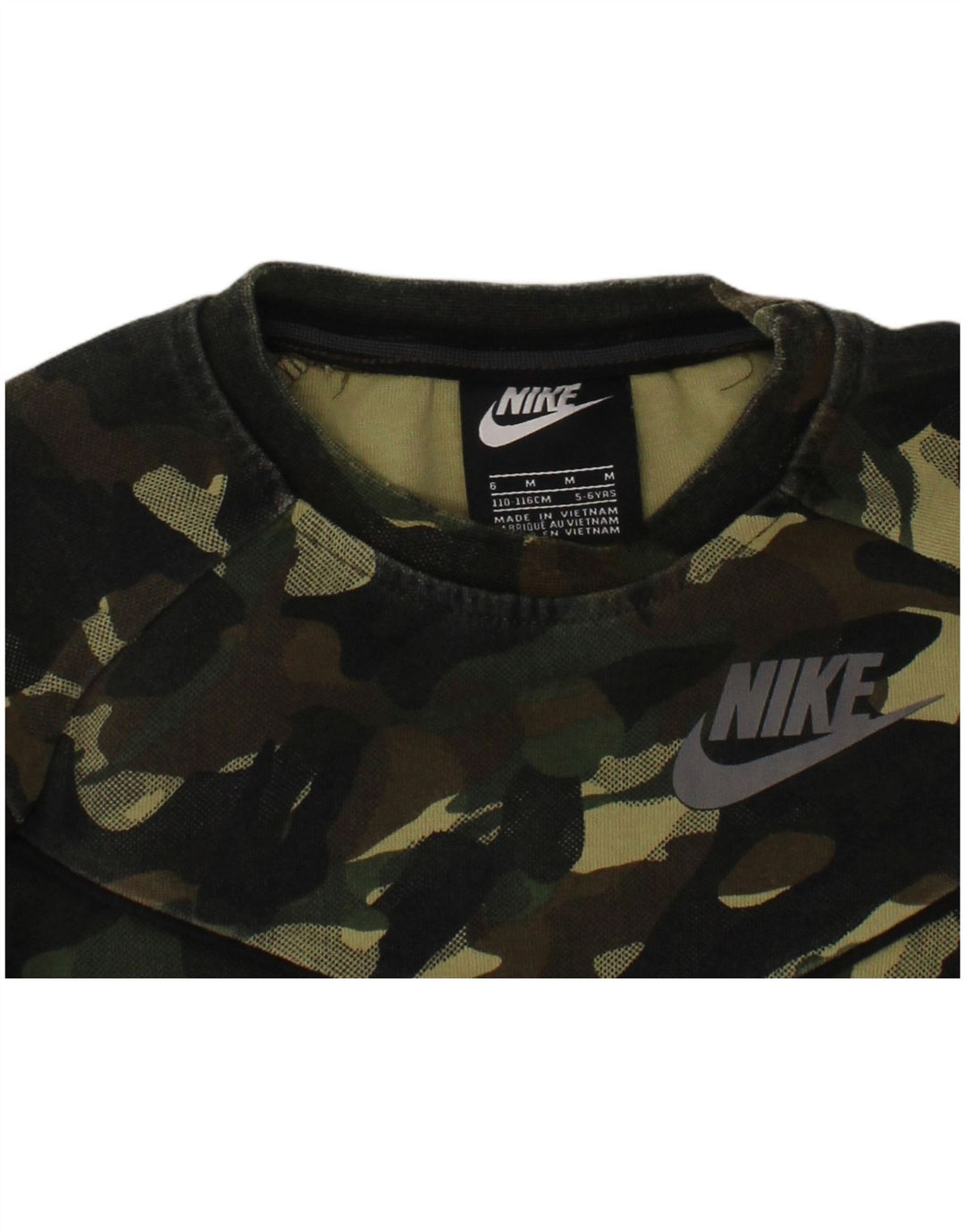 NIKE Boys Graphic Sweatshirt Džemper 5-6 godina srednje zelena kamuflažna