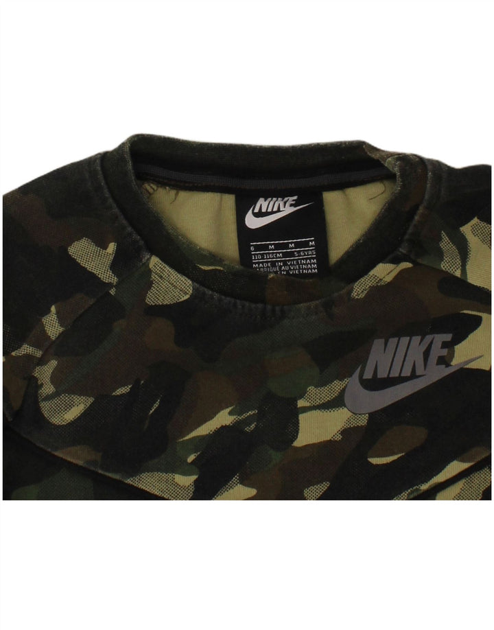NIKE Boys Graphic Sweatshirt Džemper 5-6 godina srednje zelena kamuflažna