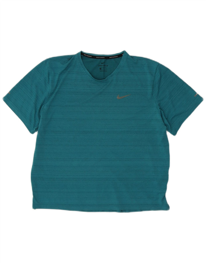 Nike Ženska Dri Fit majica kratkih rukava UK 14 srednje tirkizno prošarani poliester