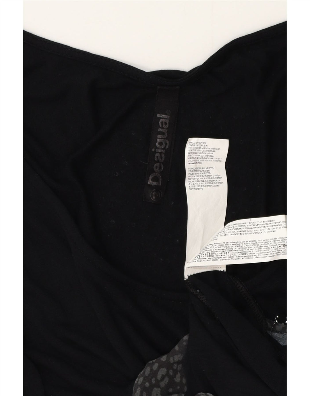 DESIGUAL ženska haljina A-kroja s 3/4 rukavima UK 12 srednje crna viskoza