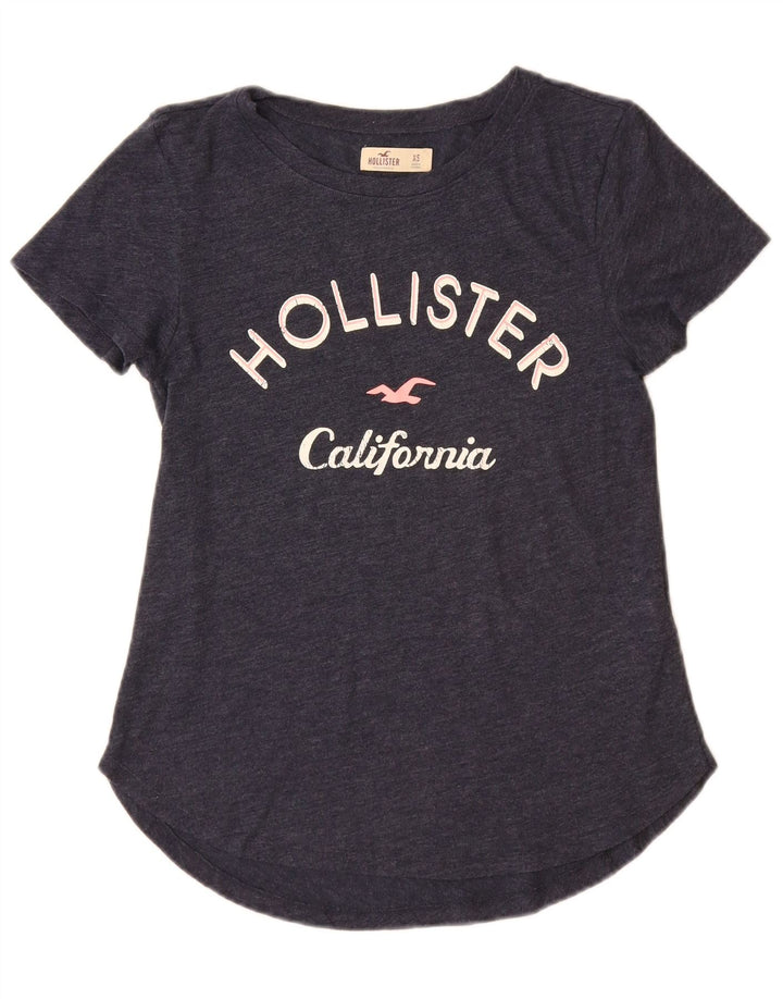 HOLLISTER Ženska grafička majica kratkih rukava UK 6 XS tamnoplavi pamuk