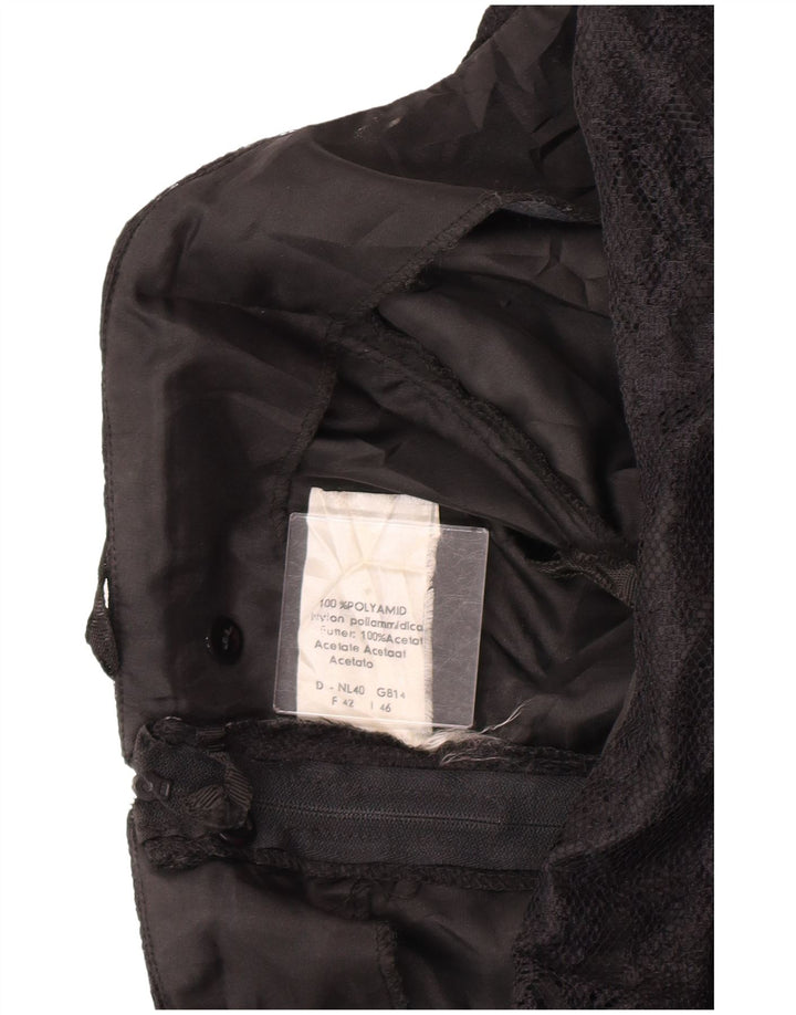 Vintage ženska haljina bez naramenica UK 14 Veliki crni cvjetni poliamid