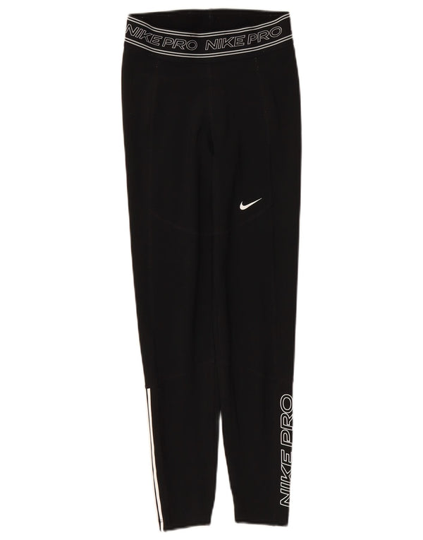 NIKE ženske Dri Fit grafičke tajice UK 4 XS crni poliester