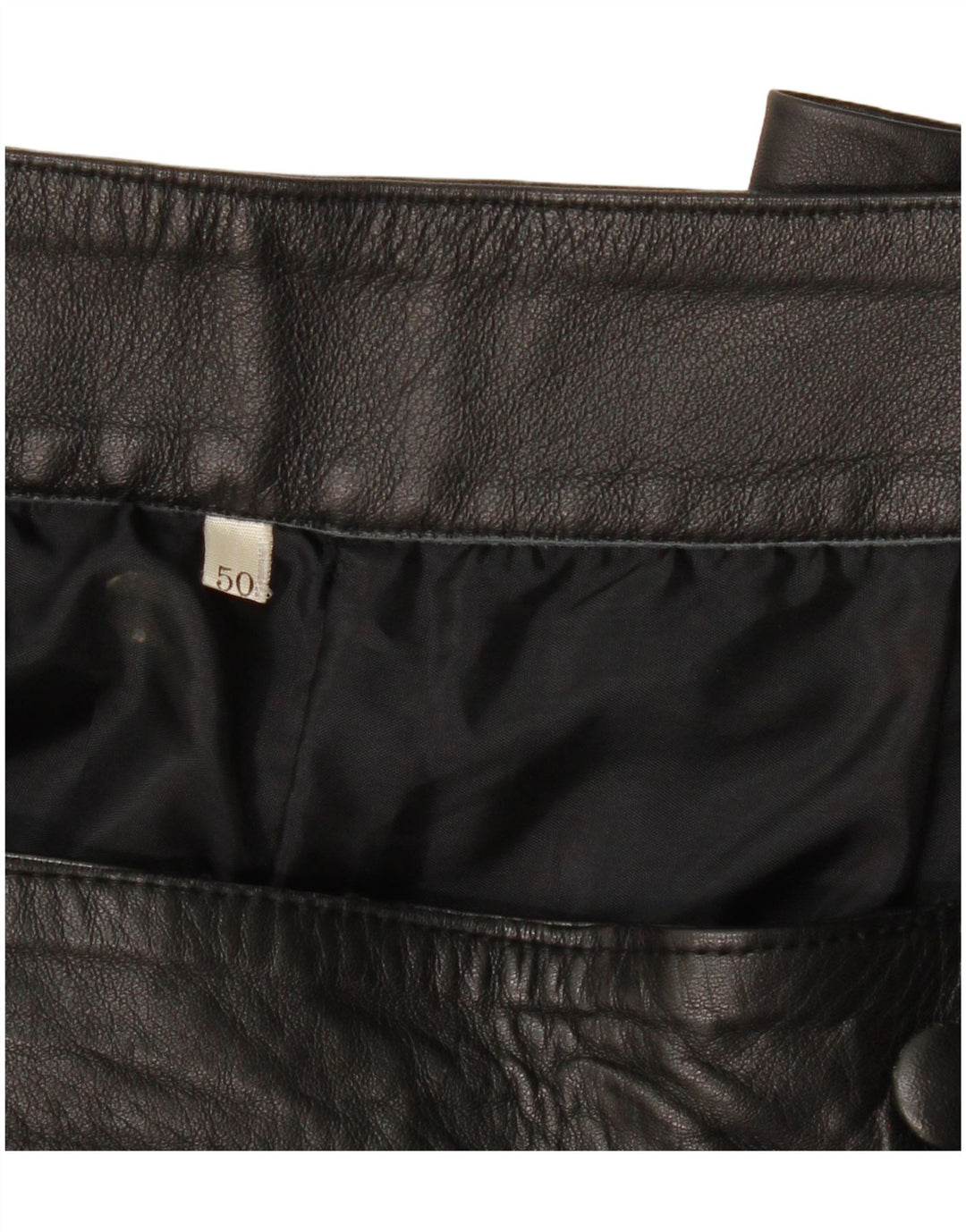 VINTAGE ženske ravne kožne hlače IT 50 Large W38 L29 crne