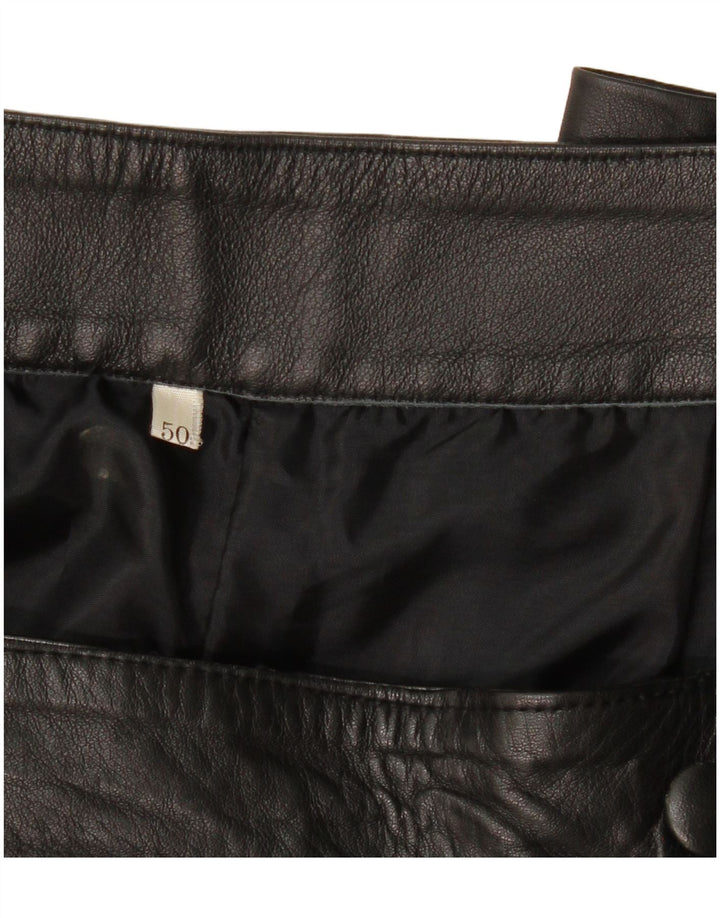 VINTAGE ženske ravne kožne hlače IT 50 Large W38 L29 crne