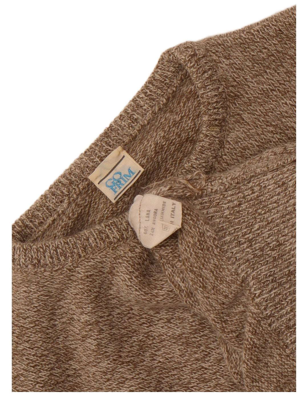 Vintage ženski džemper s okruglim izrezom UK 14 srednje smeđe vune