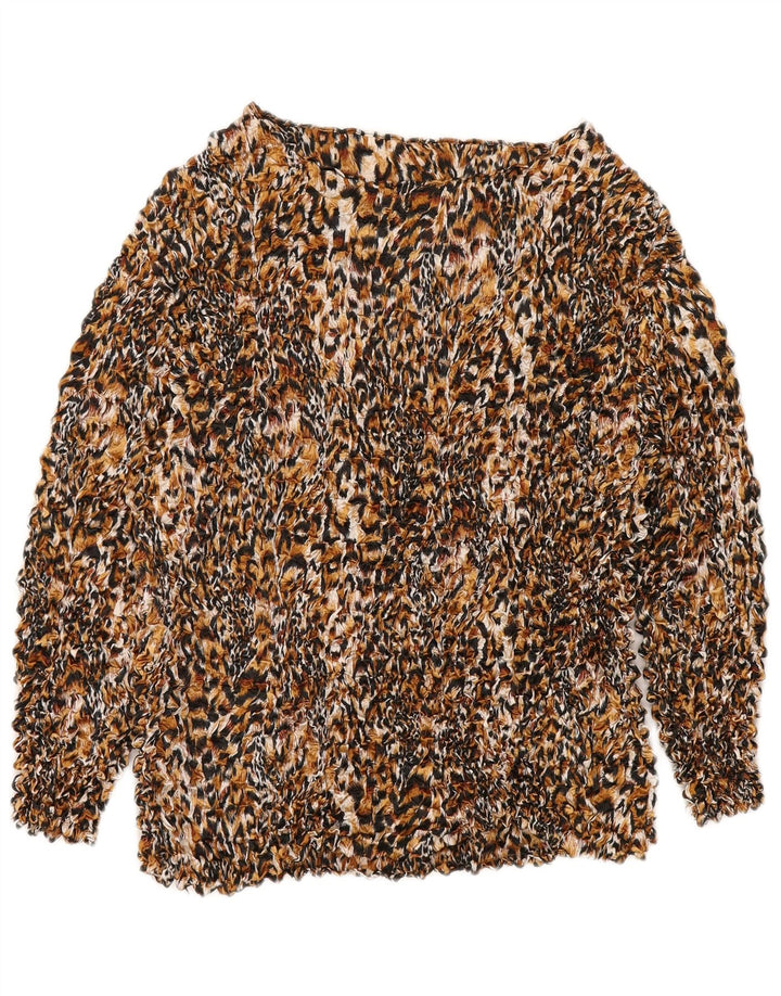 Vintage gornji dio ženske bluze UK 14 Srednji raznobojni poliester s životinjskim printom