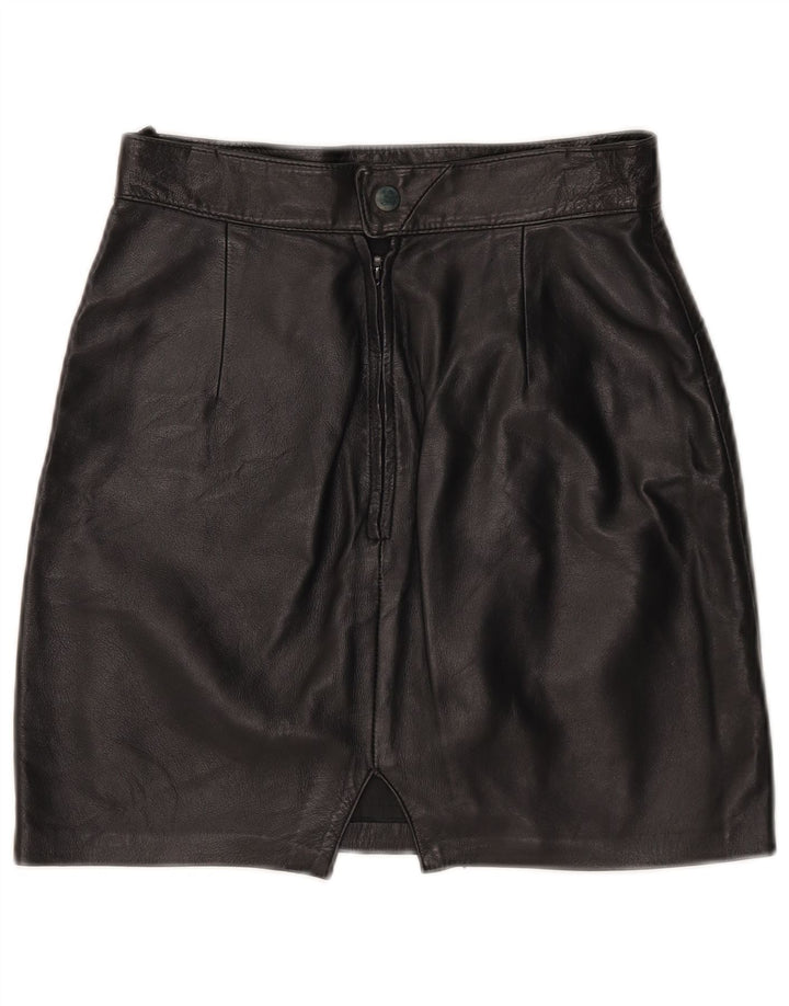 Vintage ženska mini kožna suknja W25 XS crna