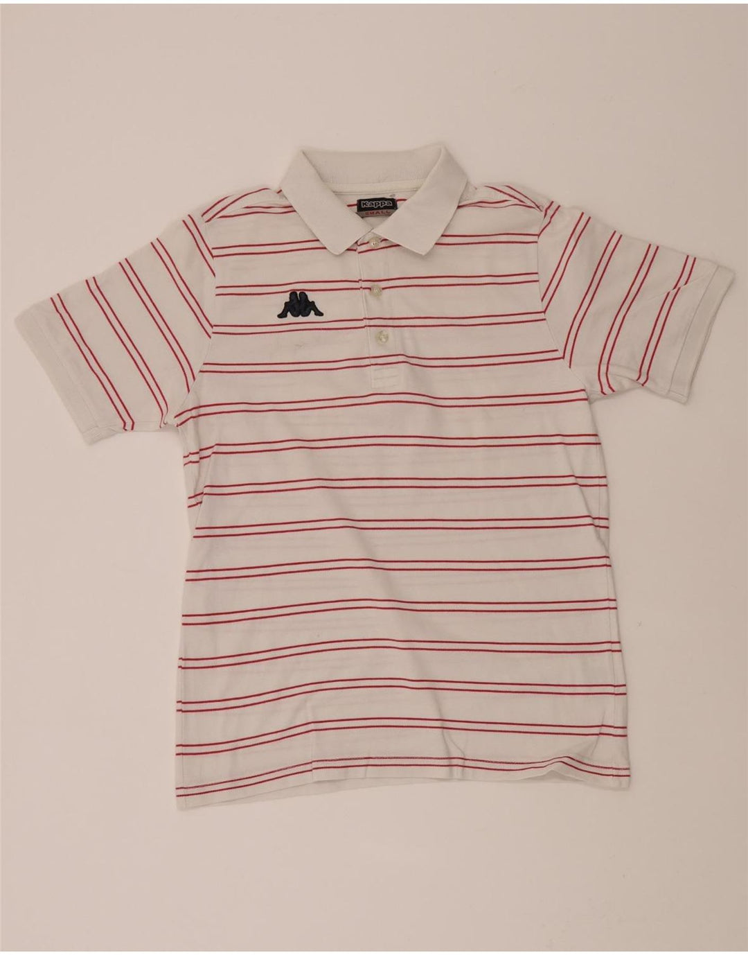 KAPPA Mens Polo Shirt Small White Striped Cotton Vintage Kappa and Second-Hand Kappa from Messina Hembry 