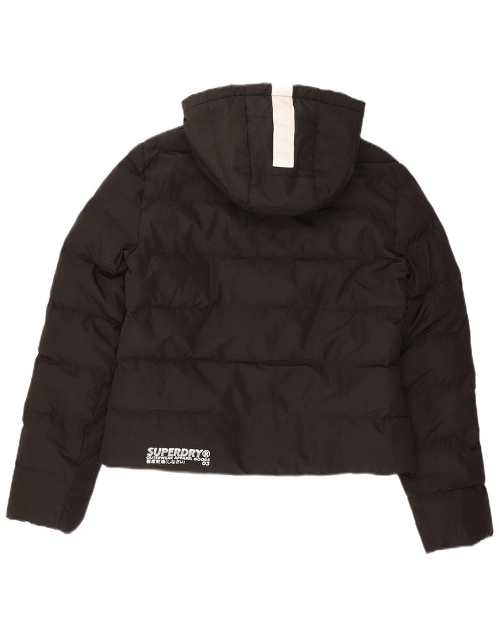 Superdry ženska prekomjerna podstavljena jakna s kapuljačom UK 8 Mala crna