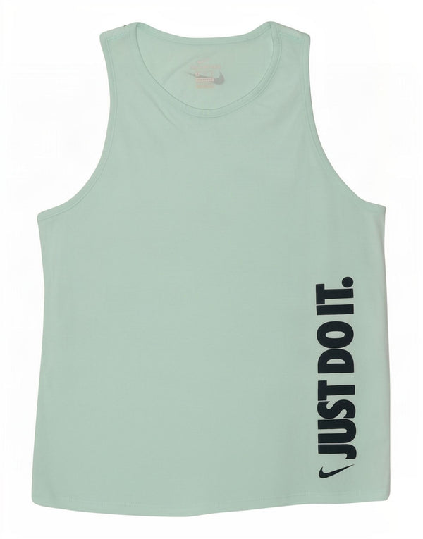Nike ženski Dri Fit Graphic Vest Top UK 10 Mali zeleni pamuk