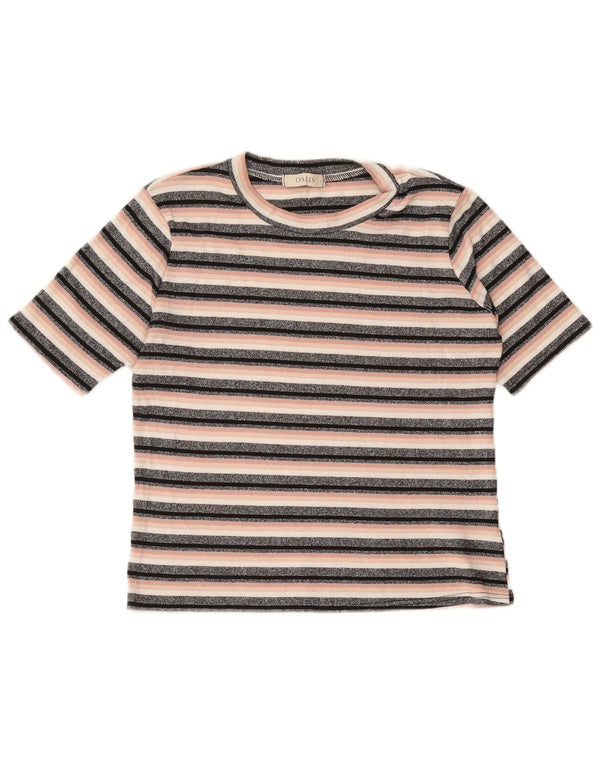 OASIS ženska majica kratkih rukava UK 14 Velike crne pruge od viskoze