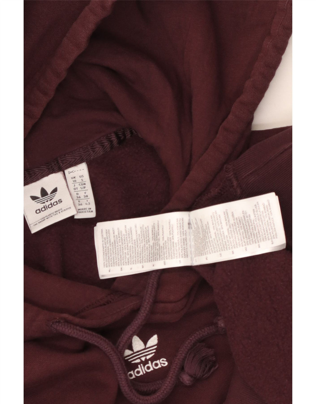 ADIDAS Ženska prevelika majica s kapuljačom UK 10 Small Burgundy Pamuk