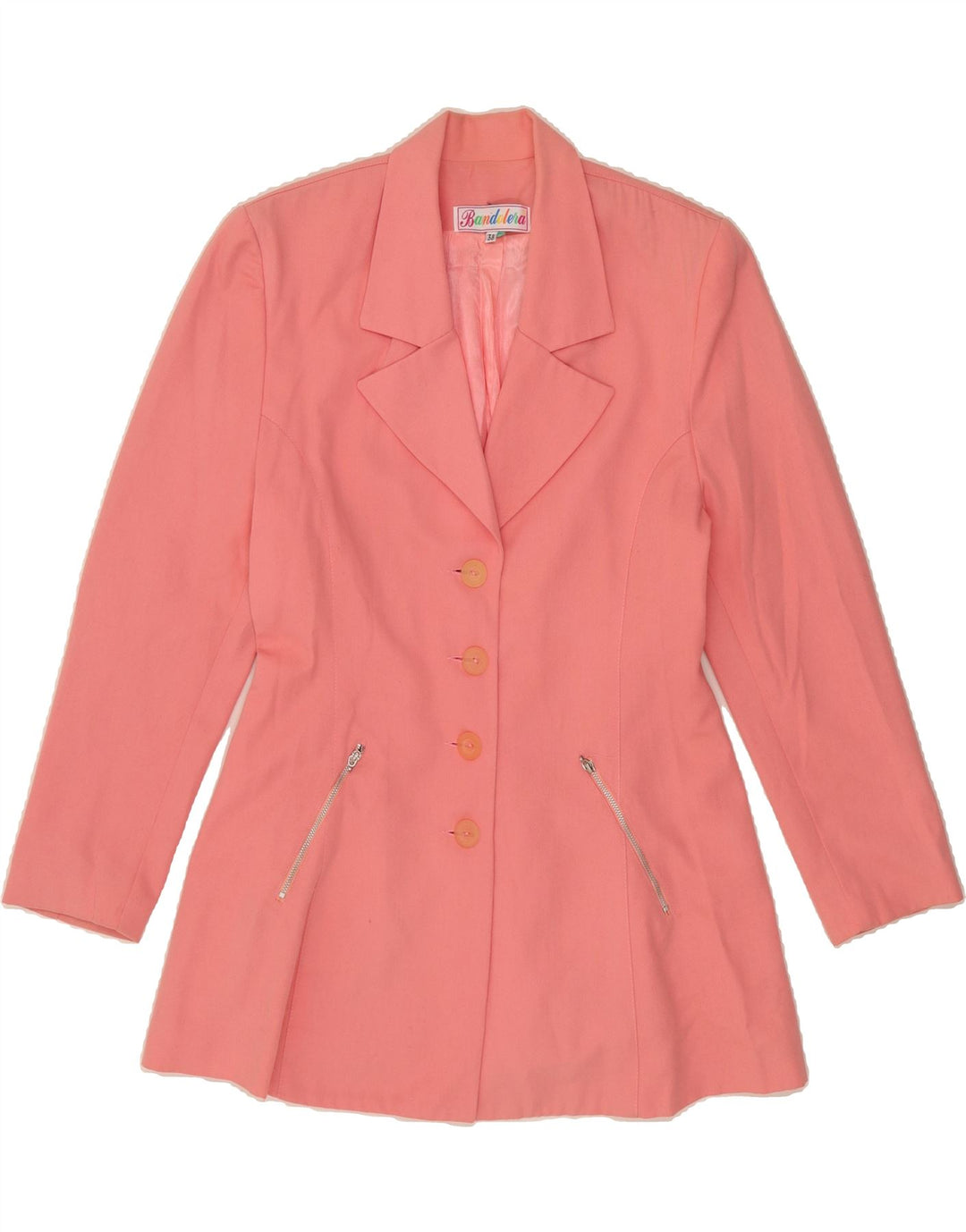 VINTAGE Womens 4 Button Blazer Jacket EU 38 Medium Pink Polyester Vintage Vintage and Second-Hand Vintage from Messina Hembry 