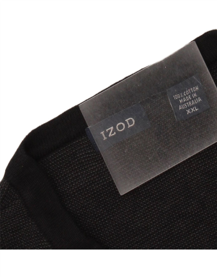 Izod muški džemper s V-izrezom 2XL crni pamuk