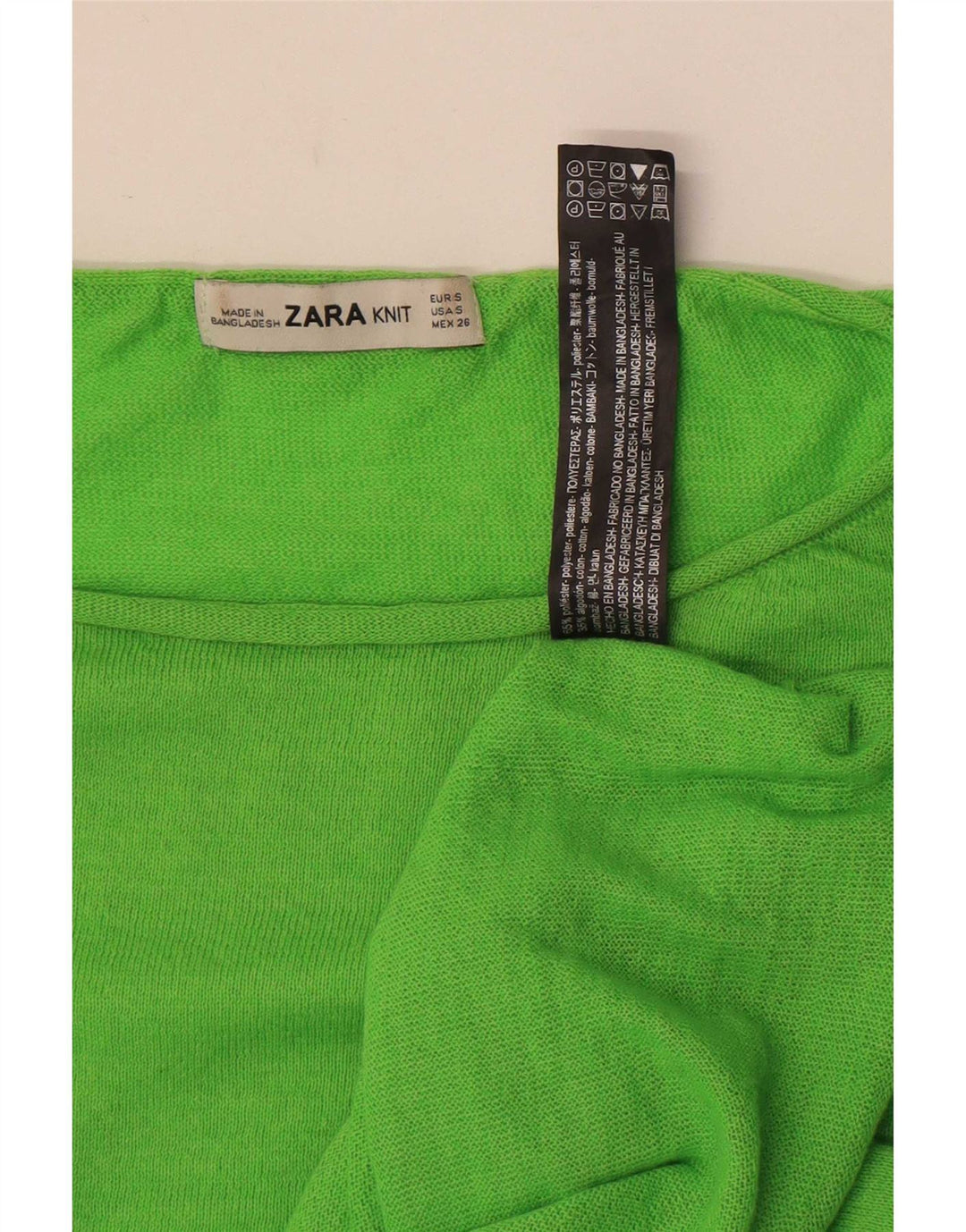 Zara ženski gornji dio dugih rukava UK 10 Mali zeleni poliester