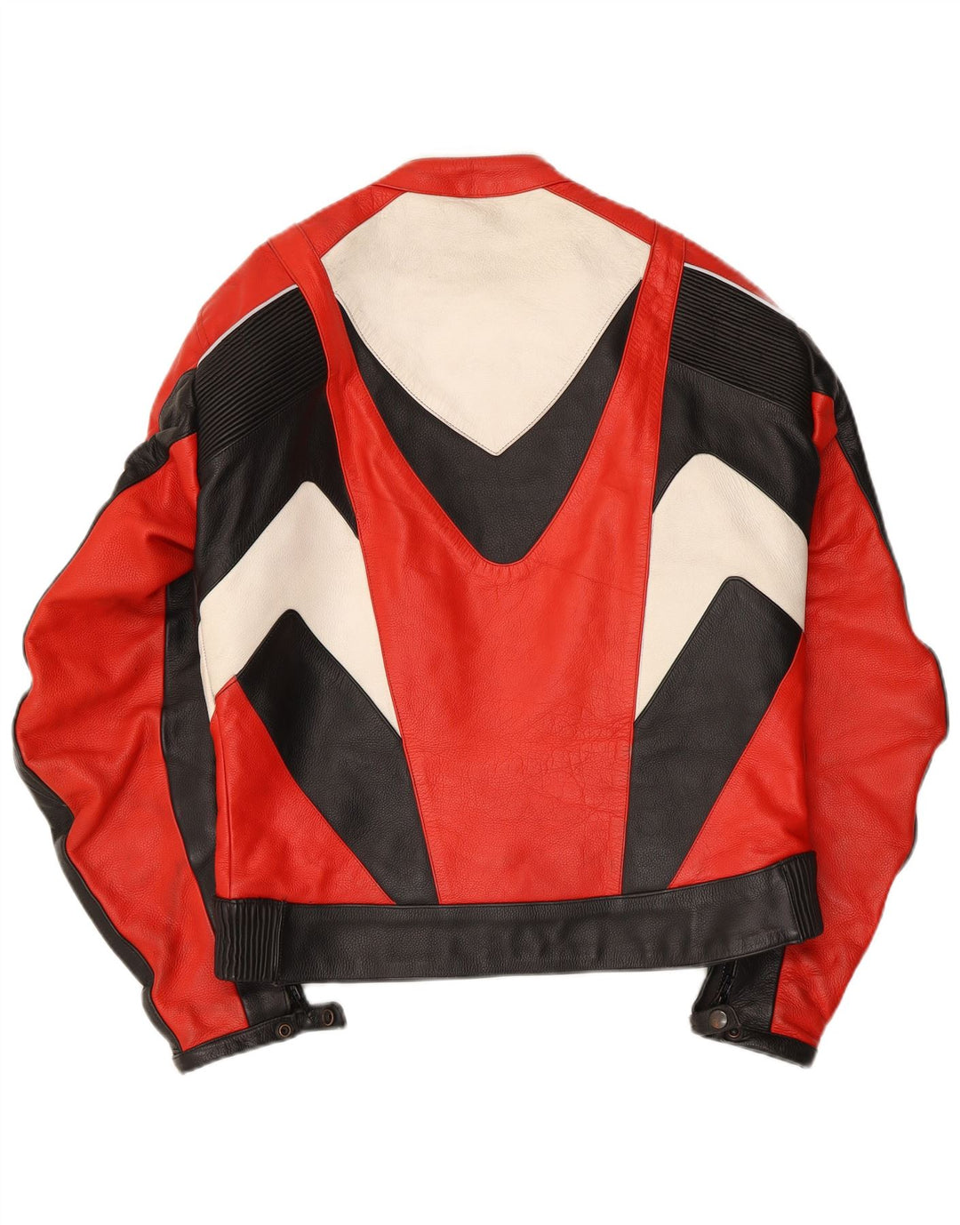 Vintage muška kožna trkaća jakna UK 40 Veliki raznobojni blok u boji