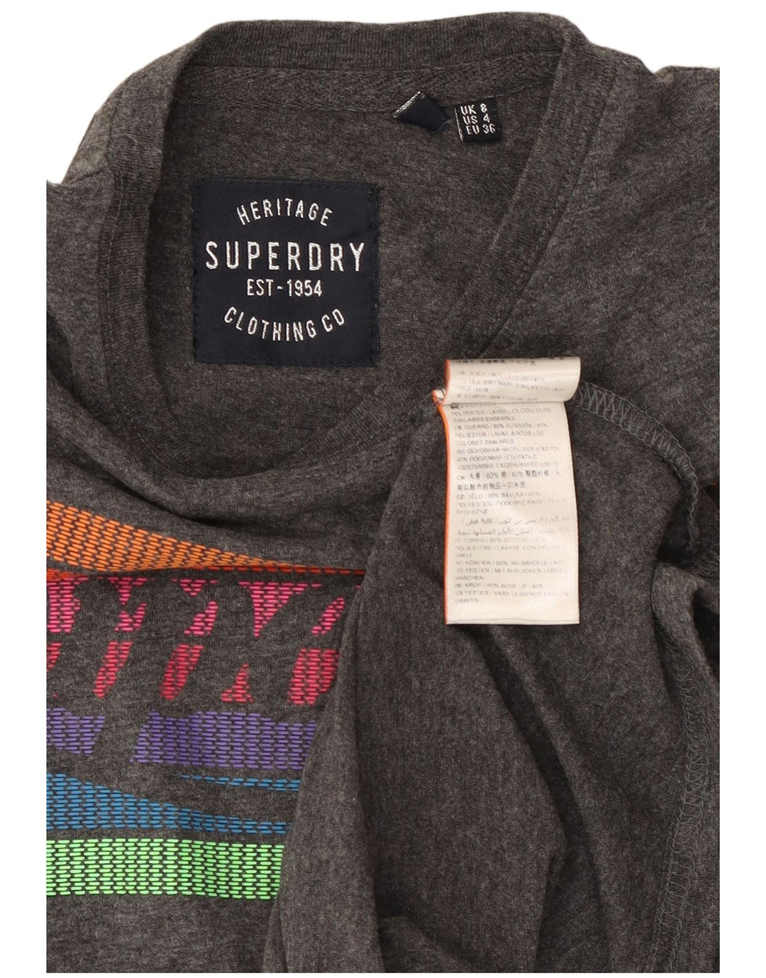 SUPERDRY ženska majica kratkih rukava Heritage Graphic UK 8 Mala siva pamuk