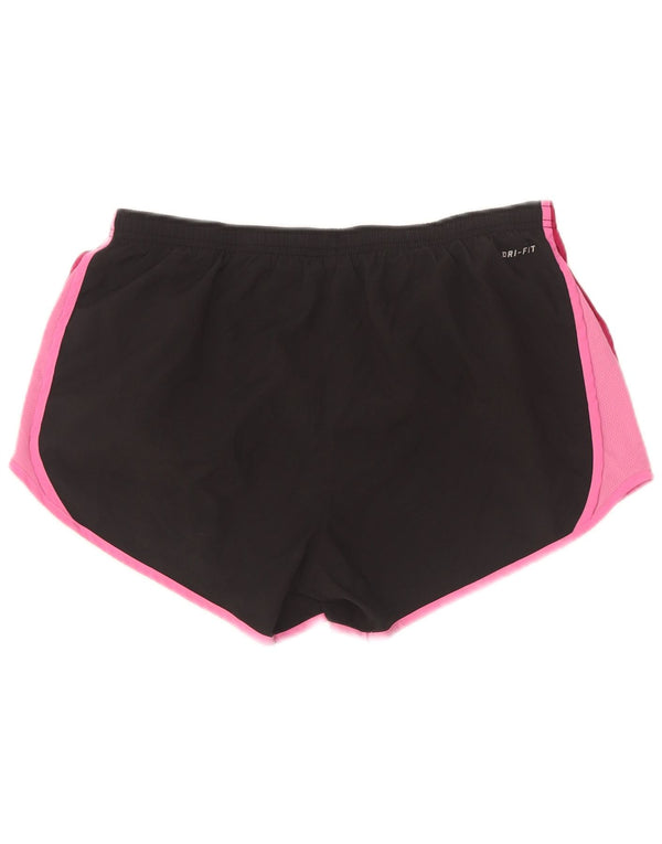 Nike Womens Dri Fit Sport Shorts UK 14 Medium Black Colourblock