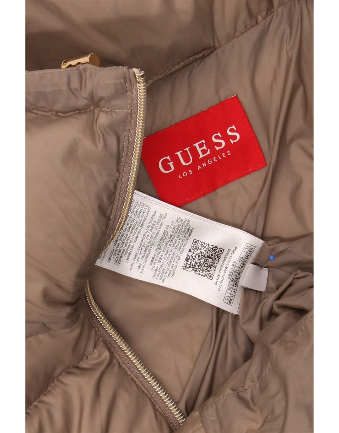 GUESS Womens Padded Jacket UK 10 Small Beige Polyamide Vintage Guess and Second-Hand Guess from Messina Hembry 