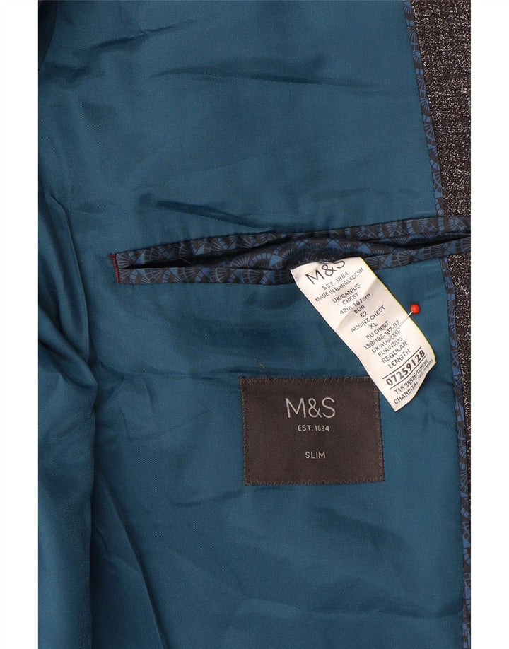 Marks & Spencer muška uska jakna sa 2 gumba UK 42 XL sivi poliester