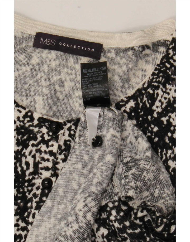 Marks & Spencer ženski kardigan pulover s apstraktnim uzorkom UK 16 veliki crni