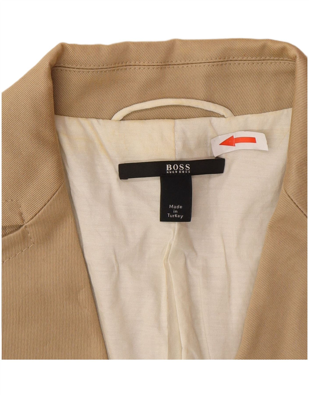 Hugo Boss Ženska jakna s 3 gumba UK 10 Small Beige Cotton Classic