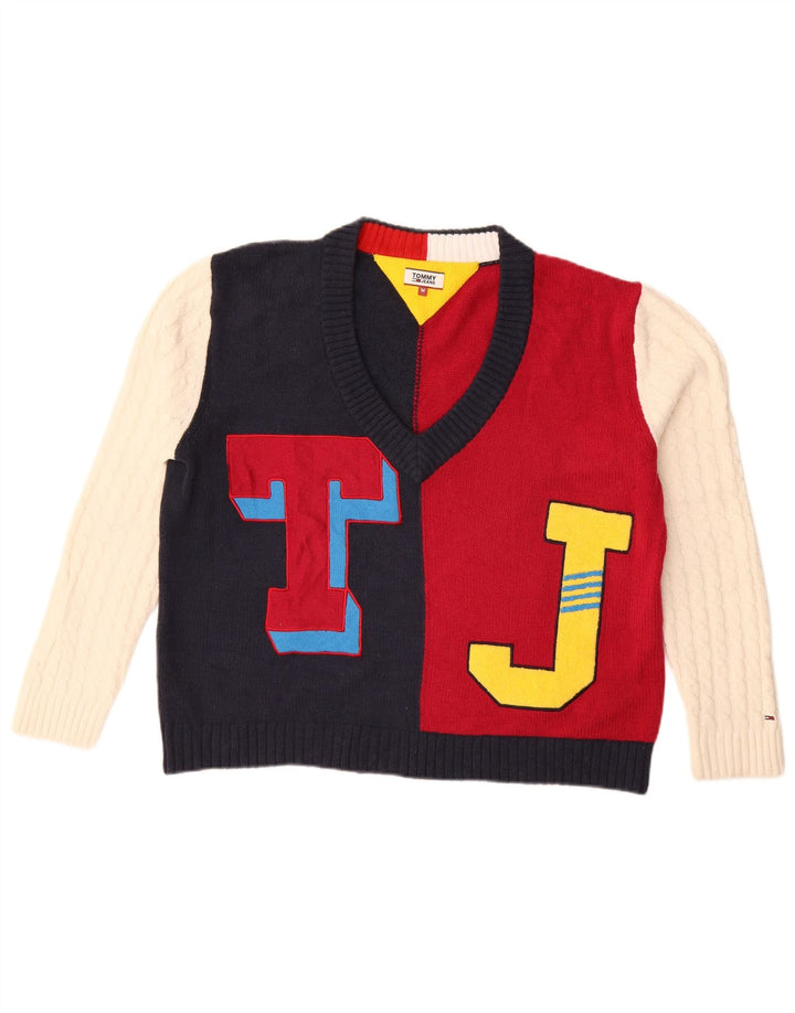 Tommy Hilfiger Ženski džemper s grafičkim V-izrezom UK 14 Medium Multicolou