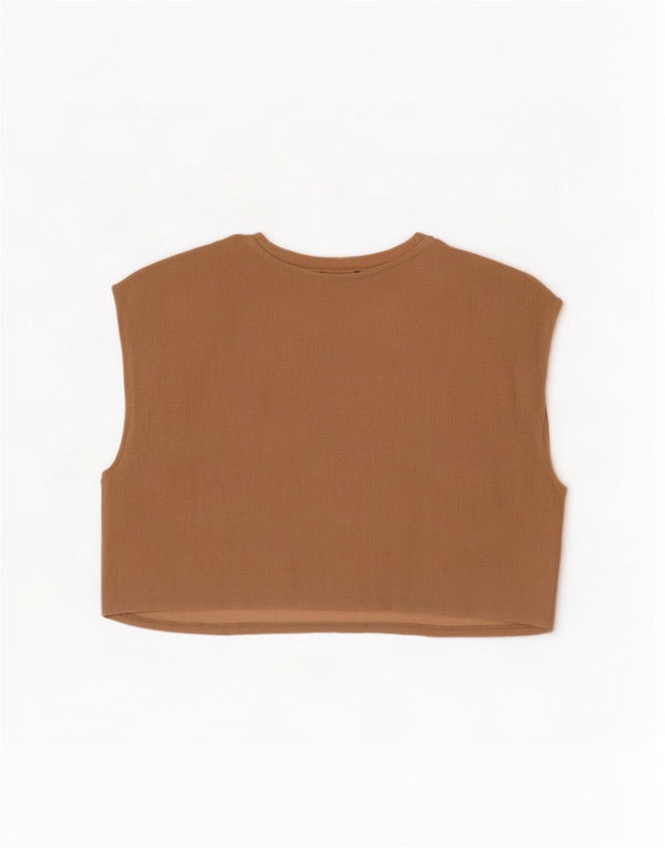 Zara ženska kratka prevelika bluza bez rukava UK 10 Small Beige