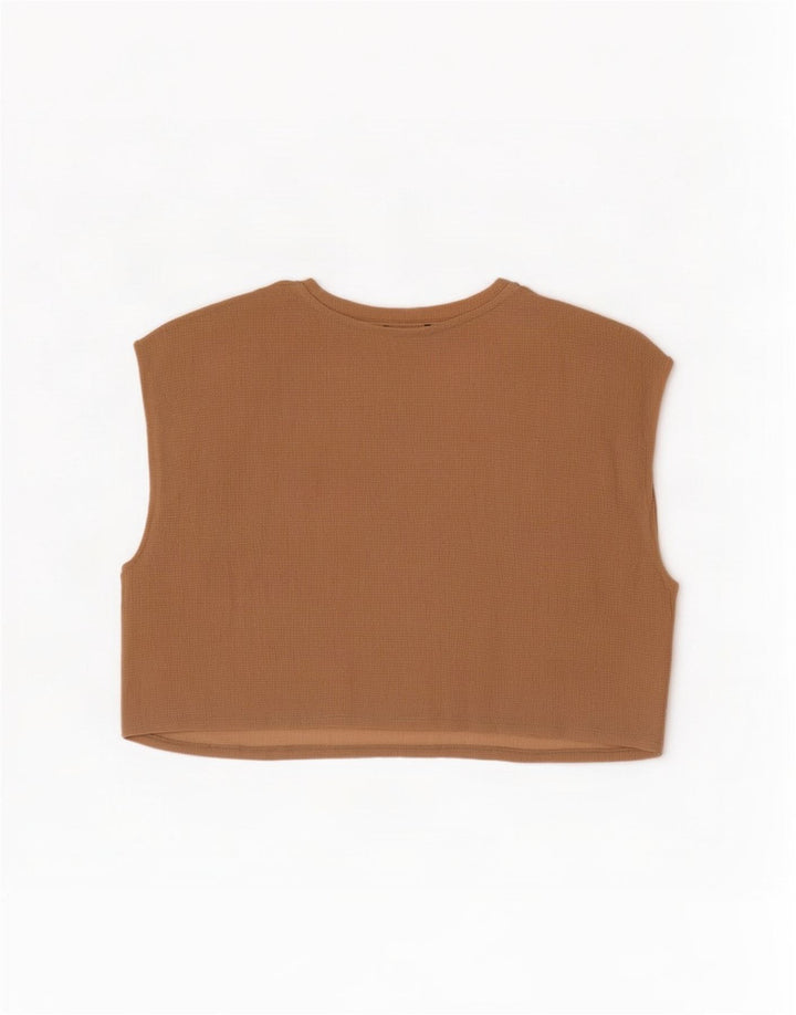 Zara ženska kratka prevelika bluza bez rukava UK 10 Small Beige