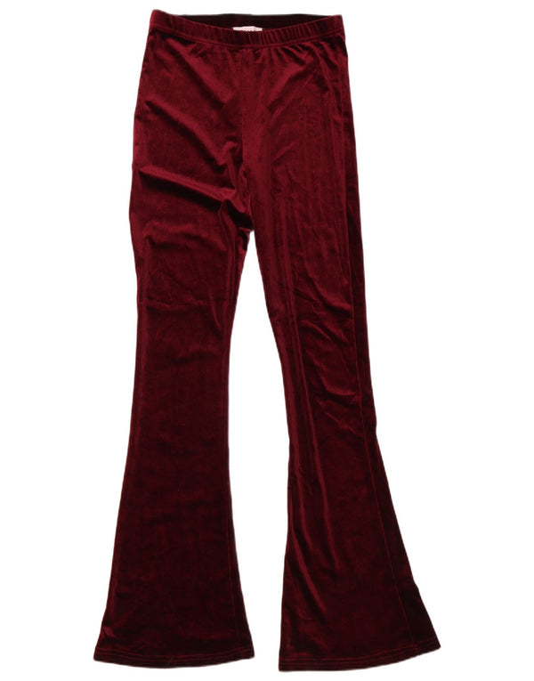 Topshop ženske ležerne hlače s raskošnim baršunom UK 8 male W27 L33 bordo