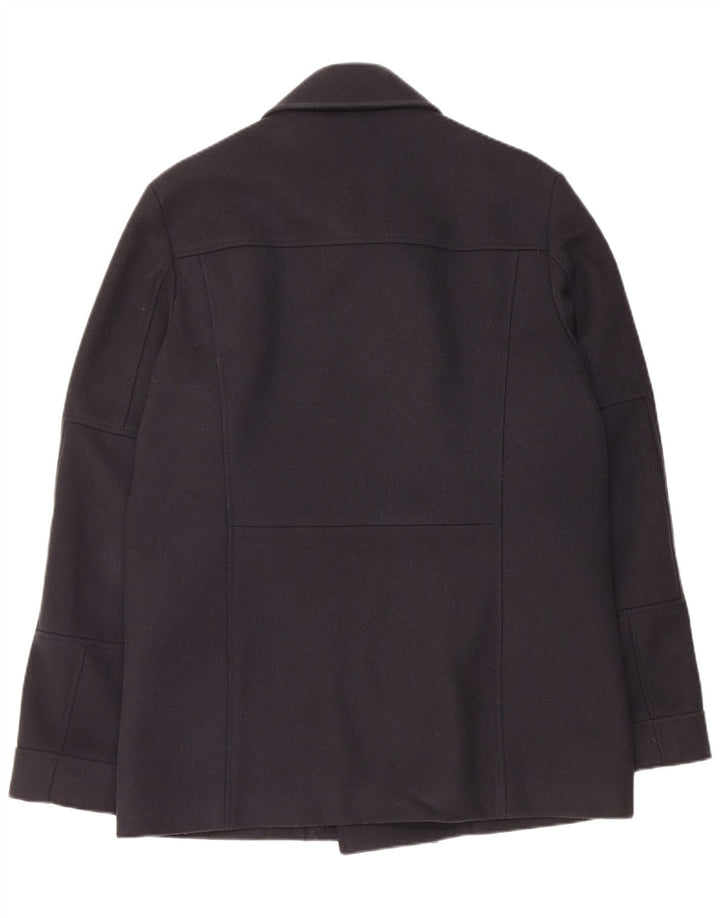 Muški kaput Hugo Boss Pea Coat UK 40 Large tamnoplava djevičanska vuna