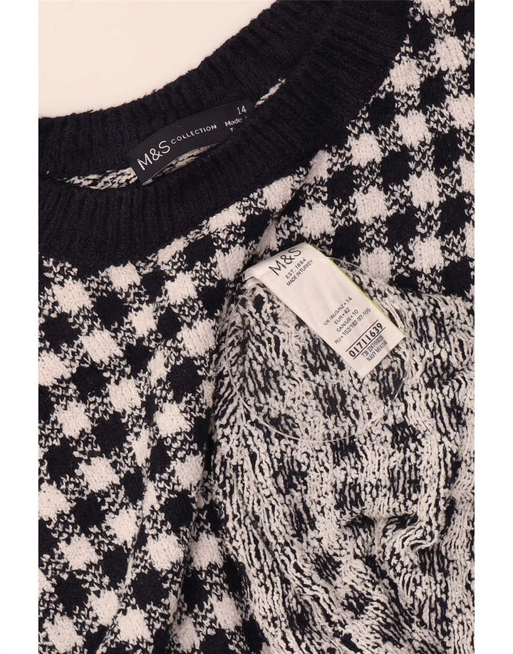 Marks & Spencer ženski vrh bluze UK 14 Large Navy Blue Houndstooth