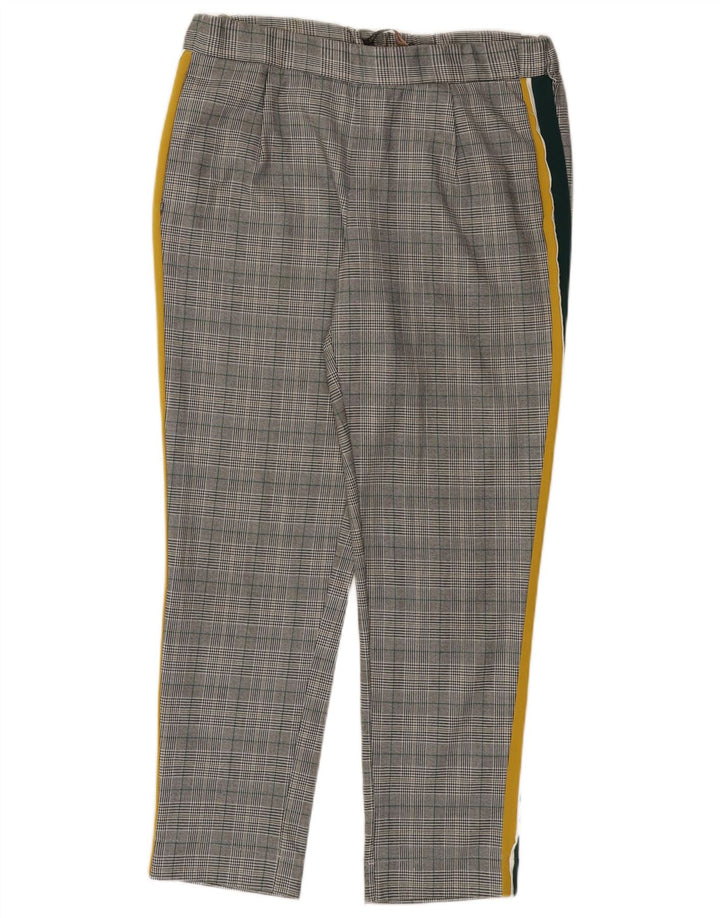 ZARA ženske ravne ležerne hlače srednje veličine W28 L27 sivi karirani poliester