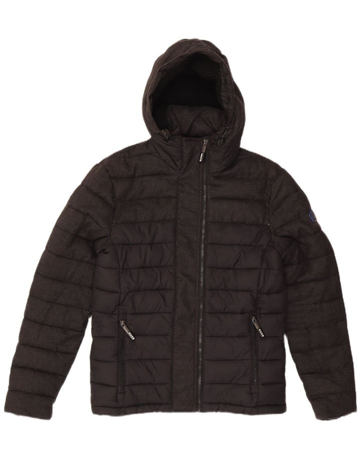 Superdry muška podstavljena jakna s kapuljačom UK 36 mali sivi poliester