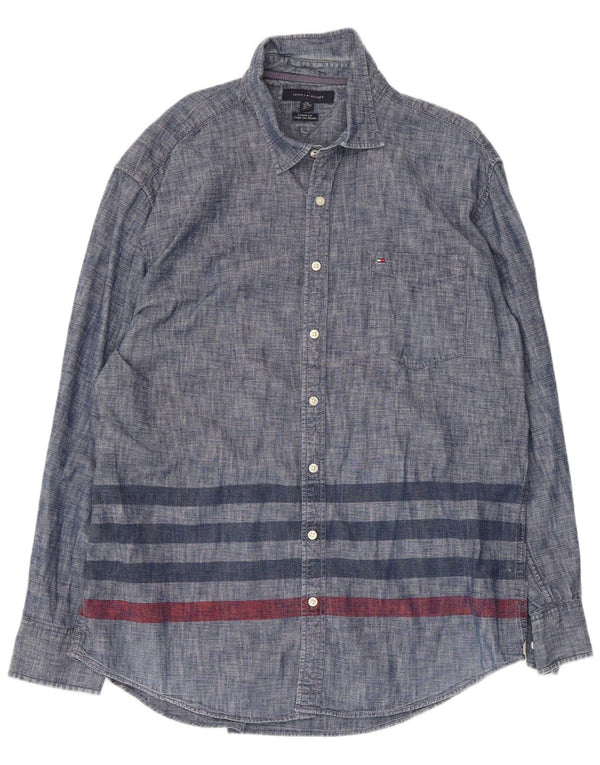 Tommy Hilfiger muška košulja prilagođenog kroja veličina 18 1/2 2XL tamnoplava na pruge